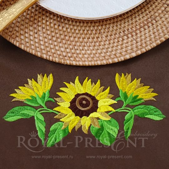 Machine Embroidery Design Three sunflowers Machine Embroidery Design Three sunflowers - 5 sizes
