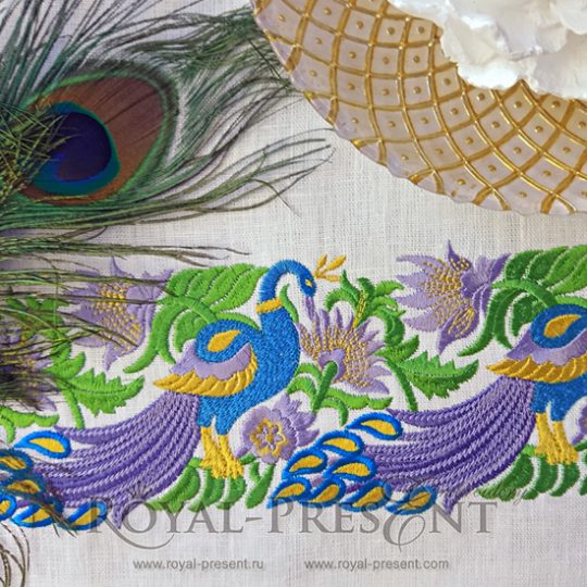 Machine Embroidery Design Peacock border Machine Embroidery Design Peacock border