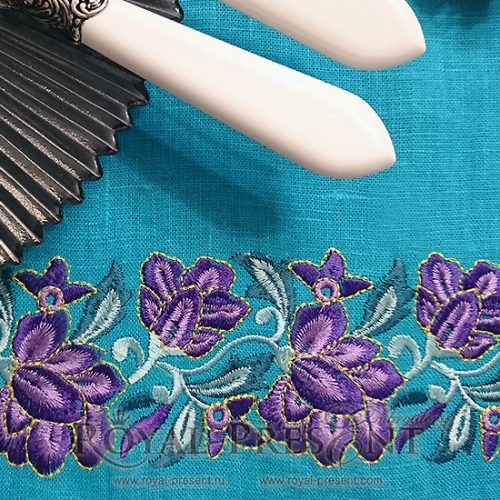 Machine Embroidery Design Purple floral border Machine Embroidery Design Purple floral border