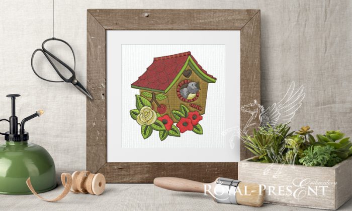 Free Machine Embroidery Design Birds With Nesting Box Free Machine Embroidery Design Birds With Nesting Box