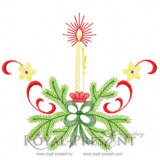 Machine Embroidery Design Elegant Christmas candle Machine Embroidery Design Elegant Christmas candle
