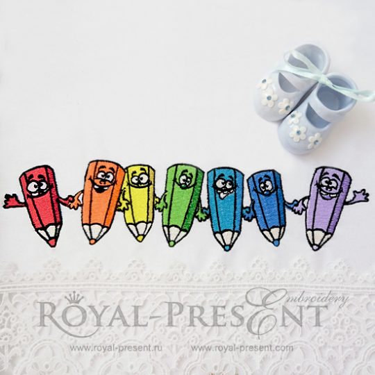 Machine Embroidery Design Seven pencils