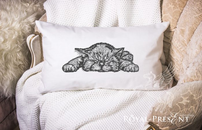 Machine Embroidery Design Sweet Dreams, Kitten - 2 sizes Machine Embroidery Design Sweet Dreams, Kitten - 2 sizes