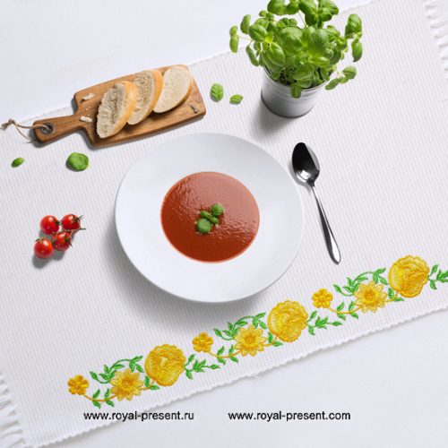 Machine Embroidery Design Border of yellow roses