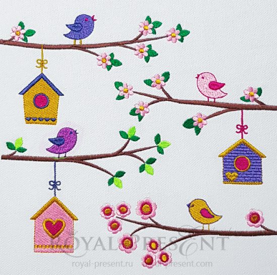 Machine Embroidery Designs Birds and birdhouses Machine Embroidery Designs Birds and birdhouses