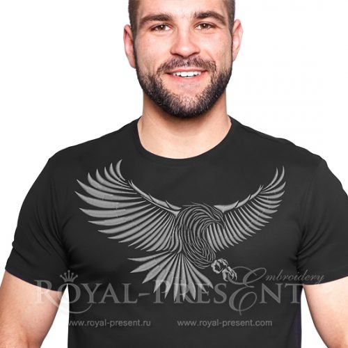 Machine Embroidery Design Grey Eagle - 3 sizes