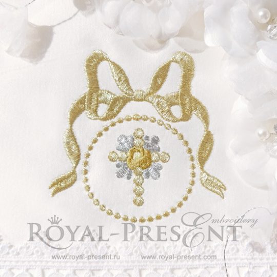 Machine Embroidery Design Floral Cross & bow Machine Embroidery Design Floral Cross & bow - 2 sizes