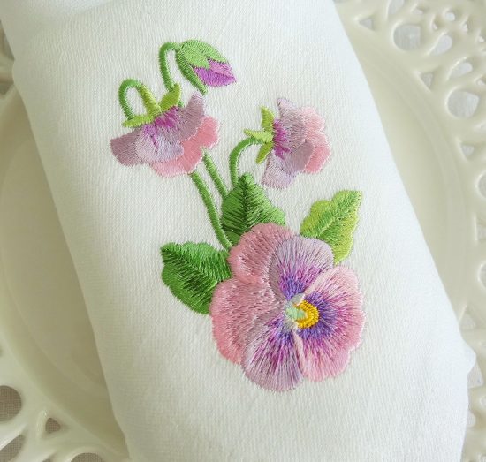 Machine Embroidery Design Pink Pansies Machine Embroidery Design Pink Pansies