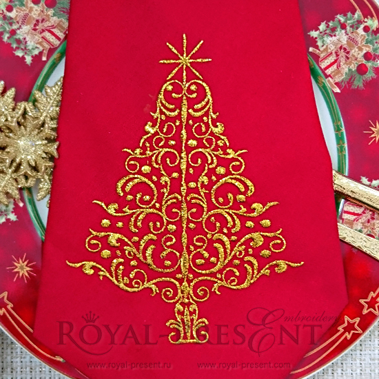 Machine Embroidery Design Elegant Red Christmas Tree Machine Embroidery Design Elegant Red Christmas Tree