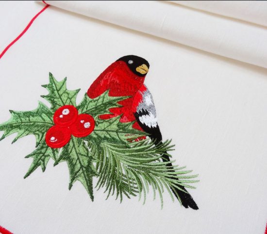 Machine Embroidery Design Red Bullfinch
