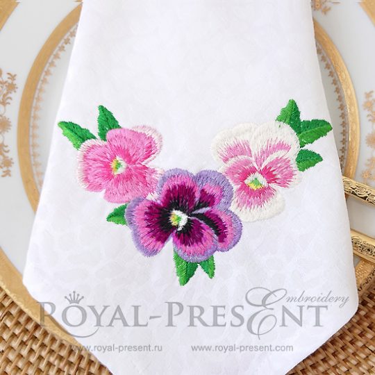Machine Embroidery Design Pansies corner Machine Embroidery Design Pansies corner