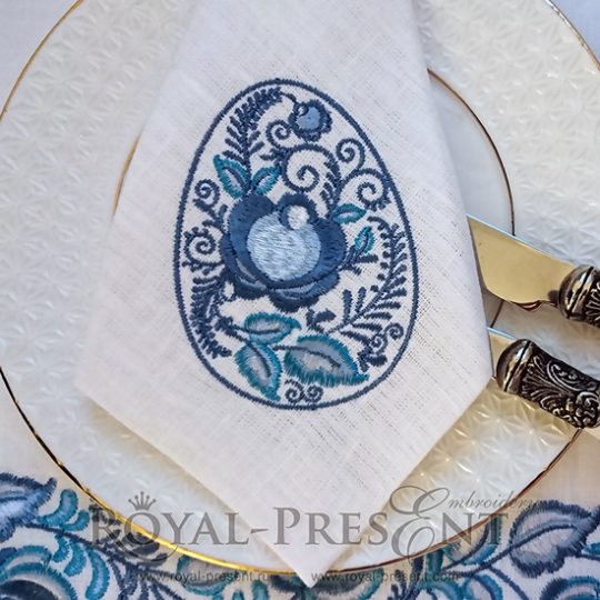 Machine Embroidery Design Gzhel Easter Egg Machine Embroidery Design Gzhel Easter Egg
