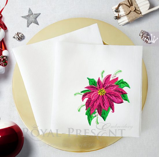 Poinsettia Free Machine Embroidery Design
