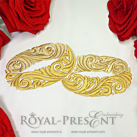 Gold wedding ornamental rings Machine Embroidery Design Gold wedding ornamental rings Machine Embroidery Design