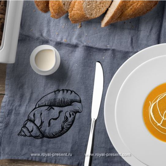 Machine Embroidery Design Bluework Vintage seashell