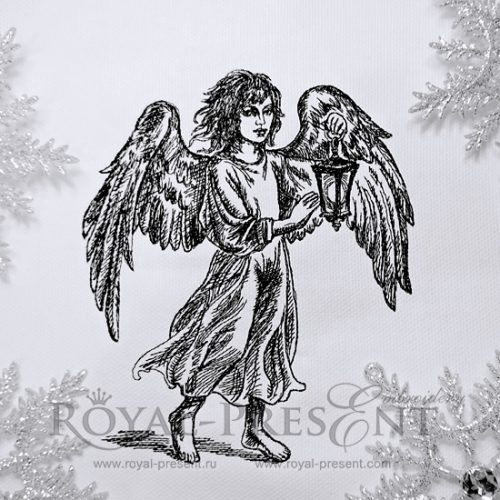 Machine Embroidery Design Angel with lantern