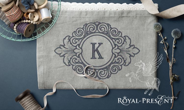 Machine Embroidery Design Line Art Baroque Monogram Blank Machine Embroidery Design Line Art Baroque Monogram Blank