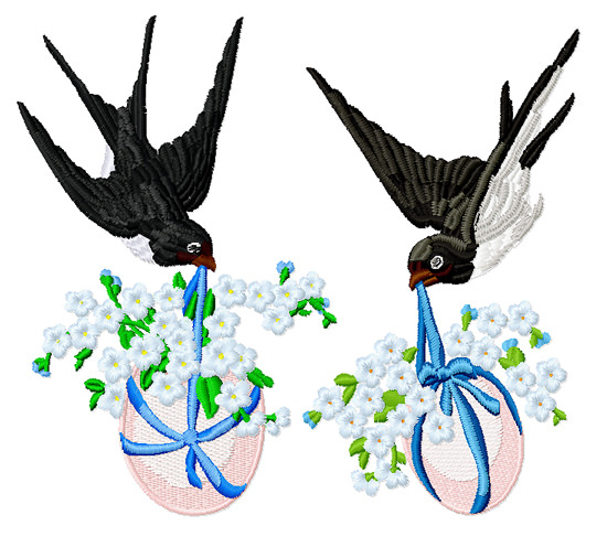Machine Embroidery Designs Two swallows
