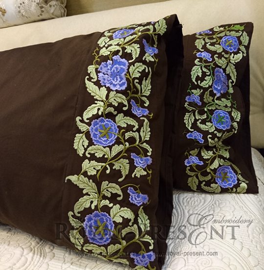 Machine Embroidery Design Floral border with lilac flowers