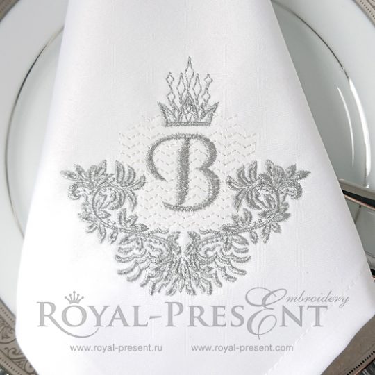 Machine Embroidery Design Vintage monogram frame with crown