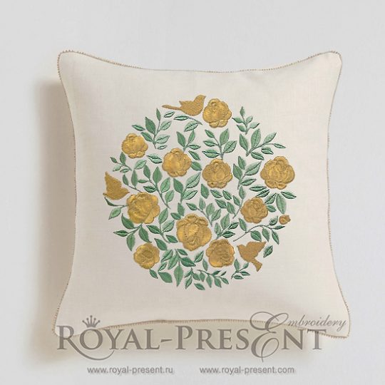 Machine Embroidery Design Rose bush Machine Embroidery Design Round Rose bush - 3 sizes