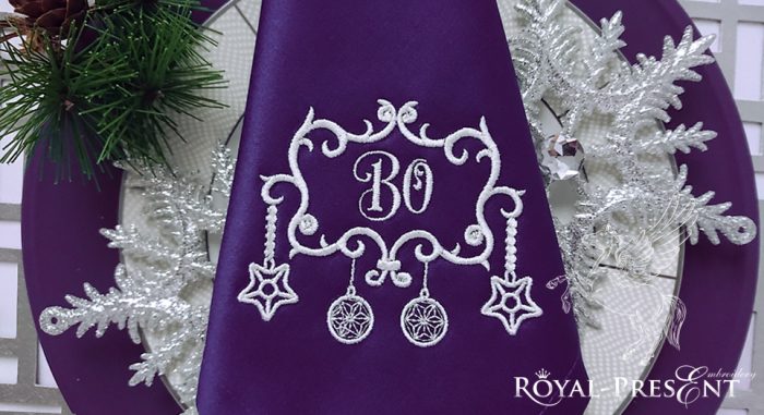 Free Machine Embroidery Design Christmas Monogram Blank