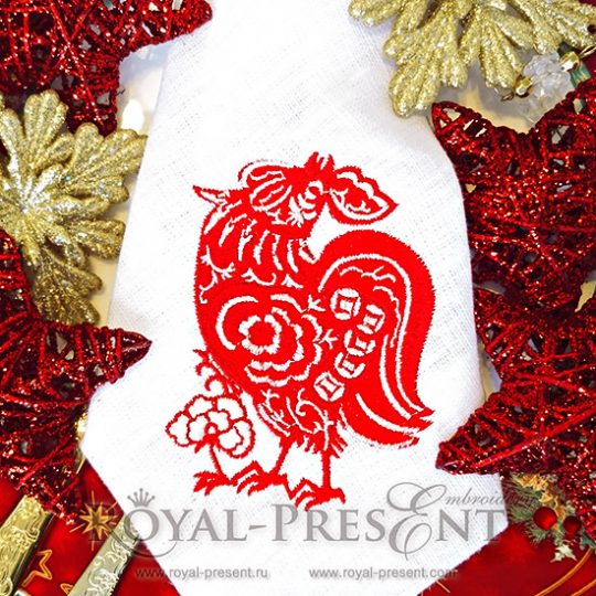 Machine Embroidery Design Zodiac Sign Rooster