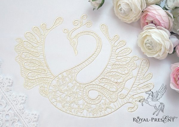 Machine Embroidery Design Lace Swan