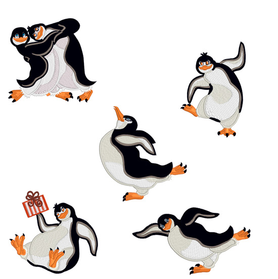 Machine Embroidery Designs Funny dancing penguins