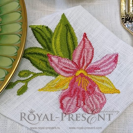 Machine Embroidery Design Pink orchid