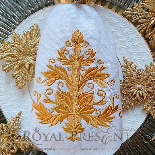Machine Embroidery Design Gold Christmas tree Machine Embroidery Design Gold Christmas tree