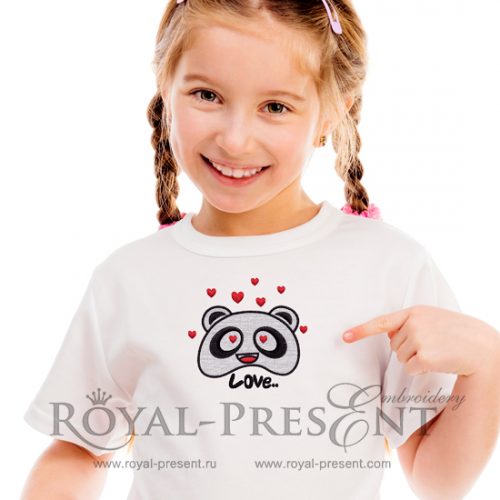 Machine Embroidery Design Romantic Panda