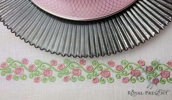 Machine Embroidery Design Pink Roses - 2 sizes