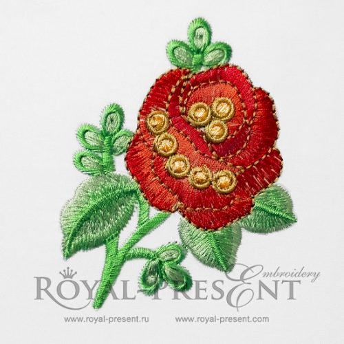 Machine Embroidery Design Wonderful Red Rose Machine Embroidery Design Wonderful Red Rose