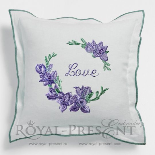 Machine Embroidery Design Purple Freesia Blank Monogram