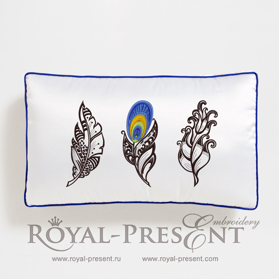 Set of Machine Embroidery Designs Peacock Feathers - 3 sizes