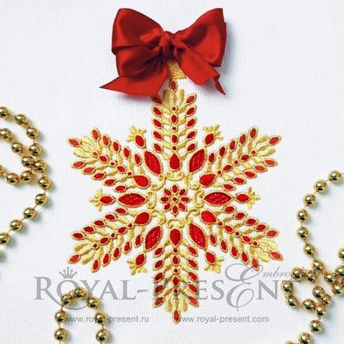 Machine Embroidery Design Christmas snowflake with rubies - 7 sizes Machine Embroidery Design Christmas snowflake with rubies - 7 sizes
