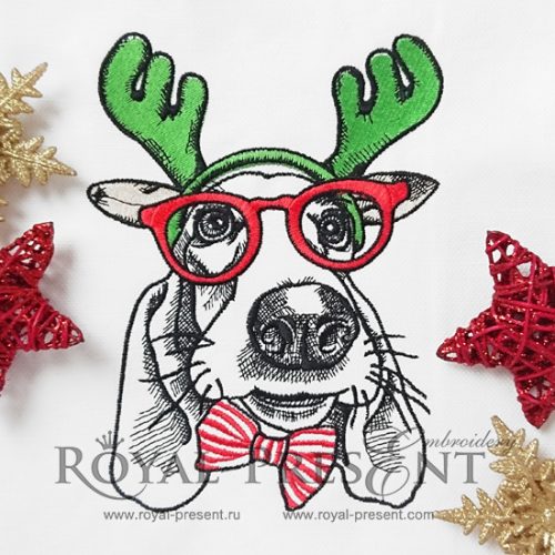 Christmas Machine Embroidery Design Dog
