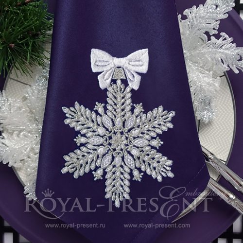 Machine Embroidery Design Christmas snowflake with rubies