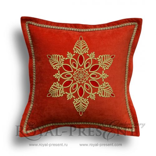 Machine Embroidery Design Snowflake with rubies - 4 sizes