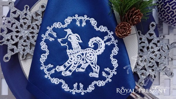 Chinese Zodiac Sign Machine Embroidery Design Dog