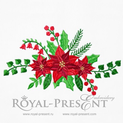 Machine Embroidery Design Red Poinsettia Machine Embroidery Design Red Poinsettia