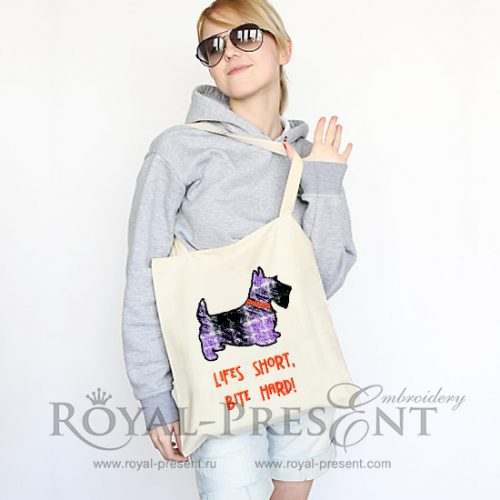 Applique Machine Embroidery Design Scottie Dog