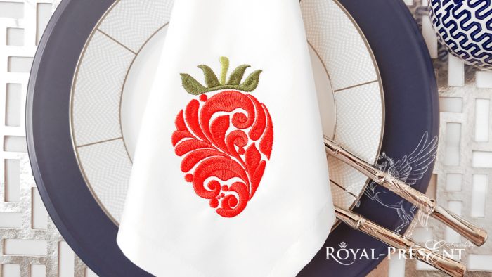 Ornate Strawberry machine embroidery design