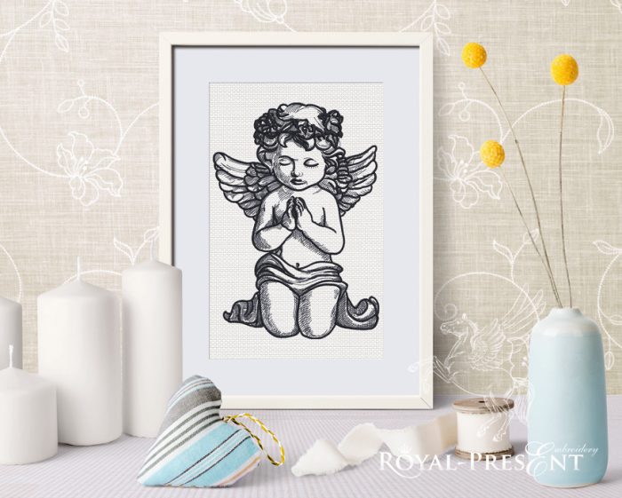 Praying Angel Machine Embroidery Design Praying Angel Machine Embroidery Design