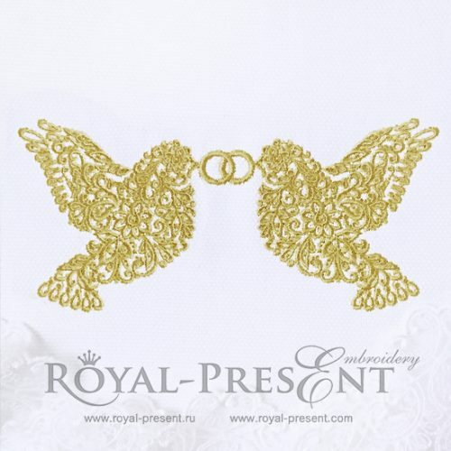 Machine Embroidery Design Wedding pigeons