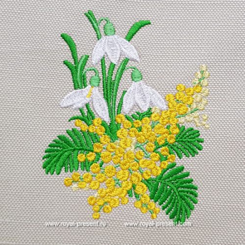 Snowdrops and Mimosa Machine Embroidery Design Snowdrops and Mimosa Machine Embroidery Design