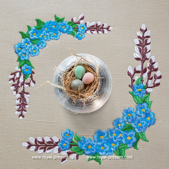 Forget-me-nots Corner Machine Embroidery Design