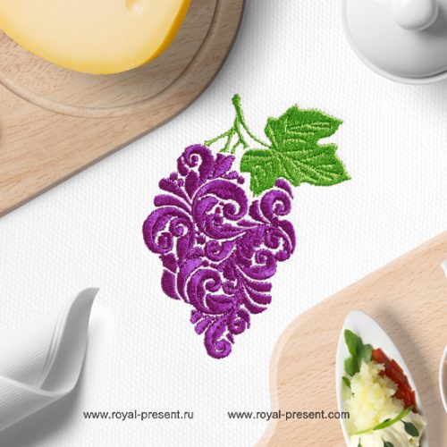 Ornate Machine Embroidery Design Branch grapes - 2 sizes Ornate Machine Embroidery Design Branch grapes - 2 sizes