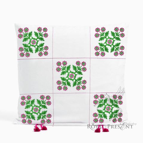 Green with Red Patchwork Embroidery Collection Green with Red Patchwork Embroidery Collection